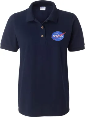 ALLNTRENDS Women's Polo Shirt NASA Embroidered Space Tshirt