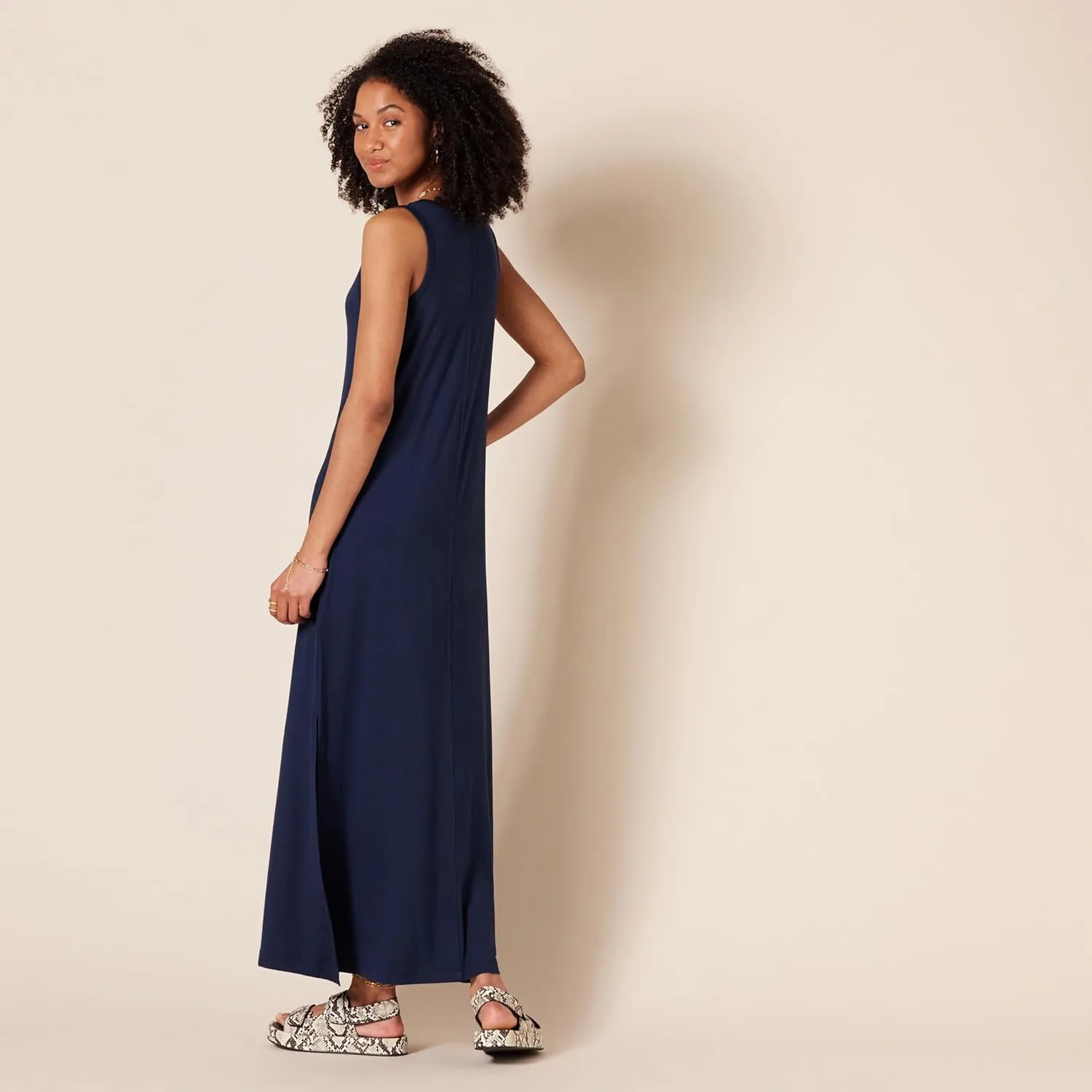 Amazon Essentials Women's Jersey V-Neck Tank Maxi Length Dress