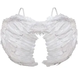 Angel Wings Costume Accessory - White Feathered Angelic Wings for Angel and Cupid Costume for Adults and Children
