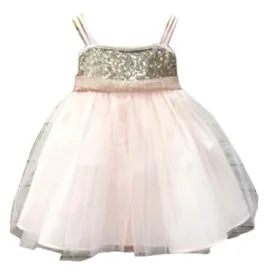 Baby Girls Blush Sequined Headband Flower Girl Dress 6-24M