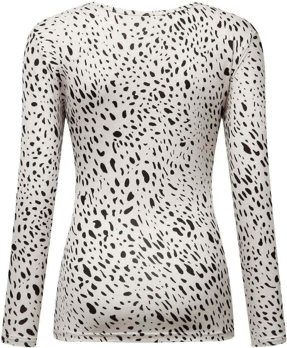 Beauhuty Women's Deep V Neck Slim Fitted Long Sleeve T-Shirt Front Wrap Ruched Tee Tops
