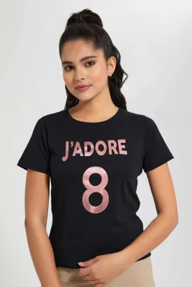Black J'adore Print T-Shirt
