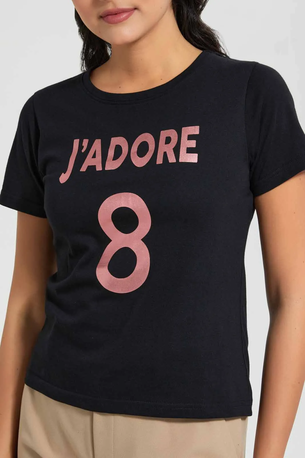 Black J'adore Print T-Shirt