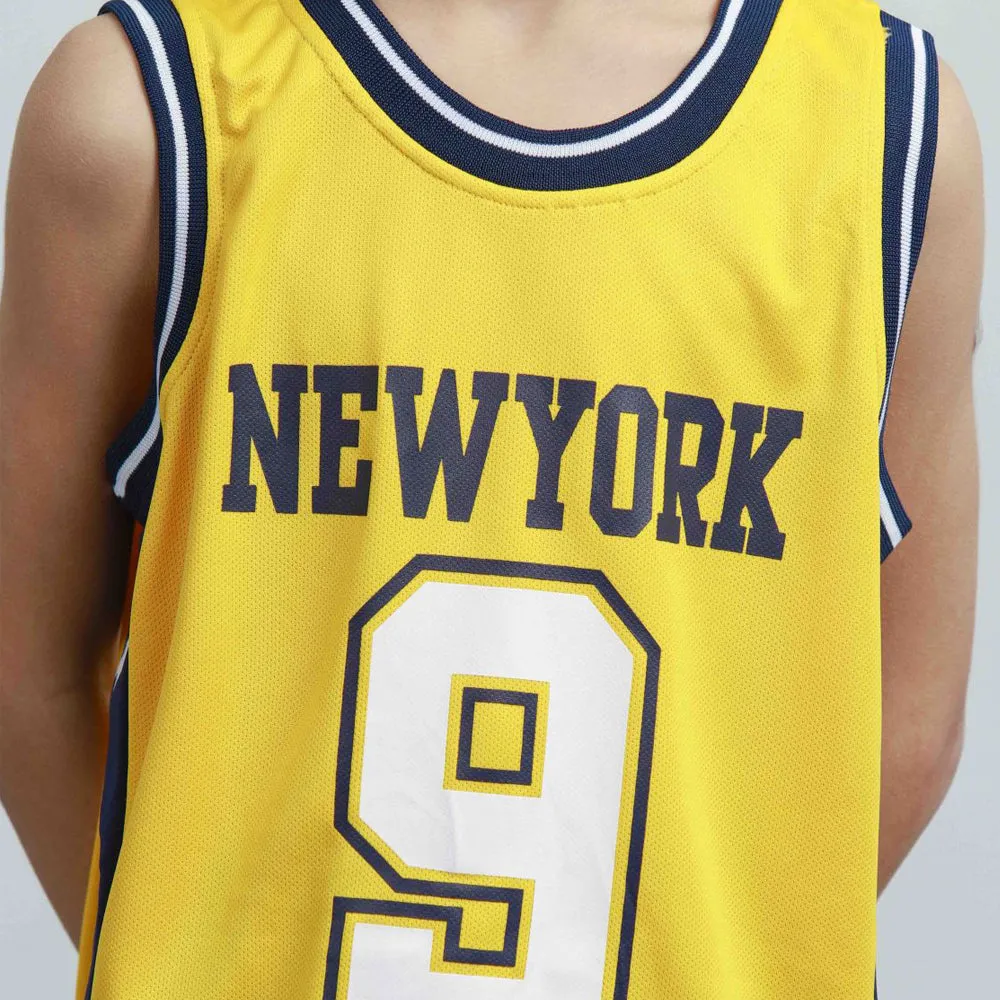 Boys Girls New York Basketball Jersey Kids Yellow Basketball Shirt and Shorts Kits