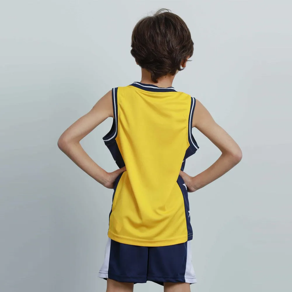 Boys Girls New York Basketball Jersey Kids Yellow Basketball Shirt and Shorts Kits