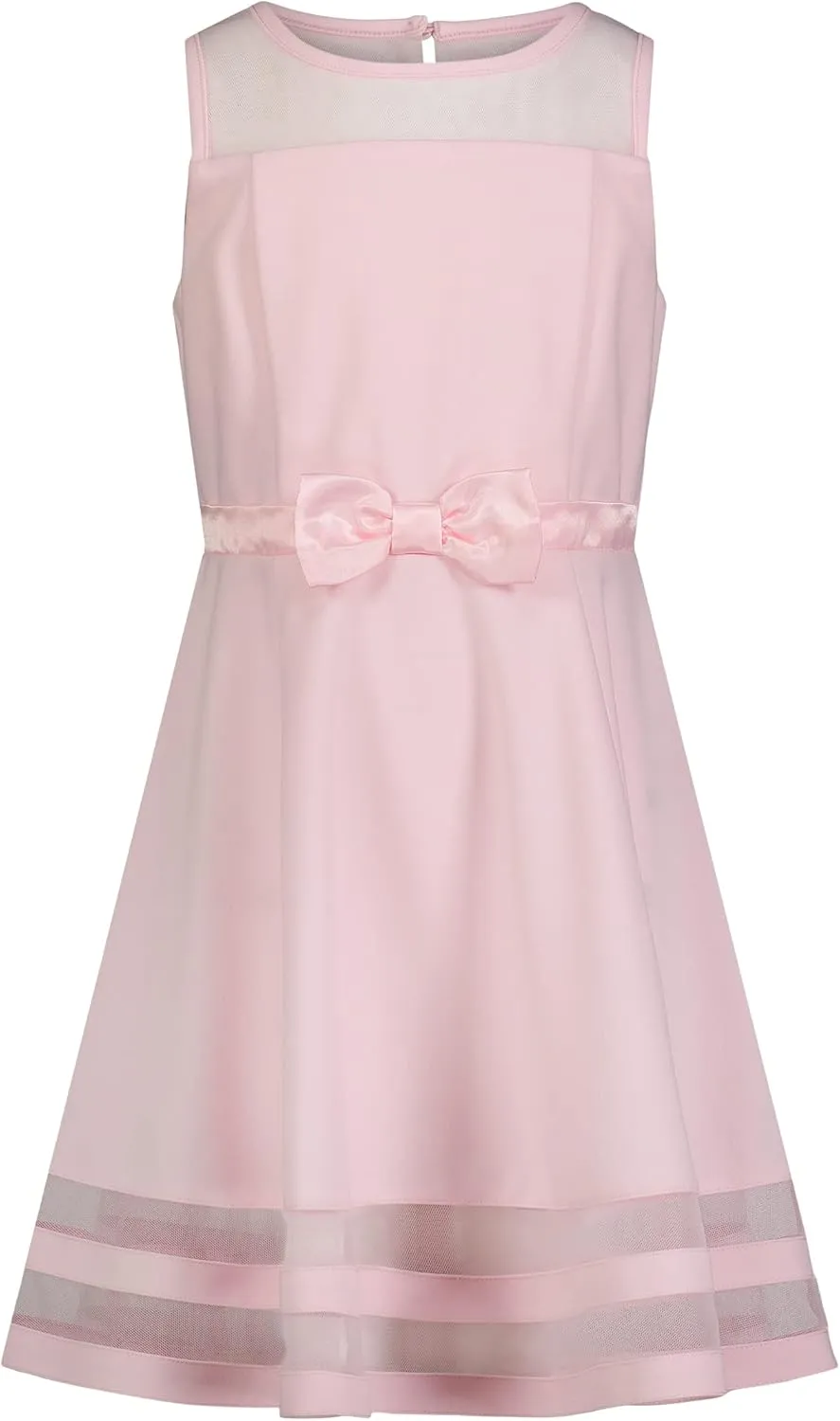 Calvin Klein Girls' Sleeveless Party Dress, Fit and Flare Silhouette, Round Neckline & Back Zip Closure