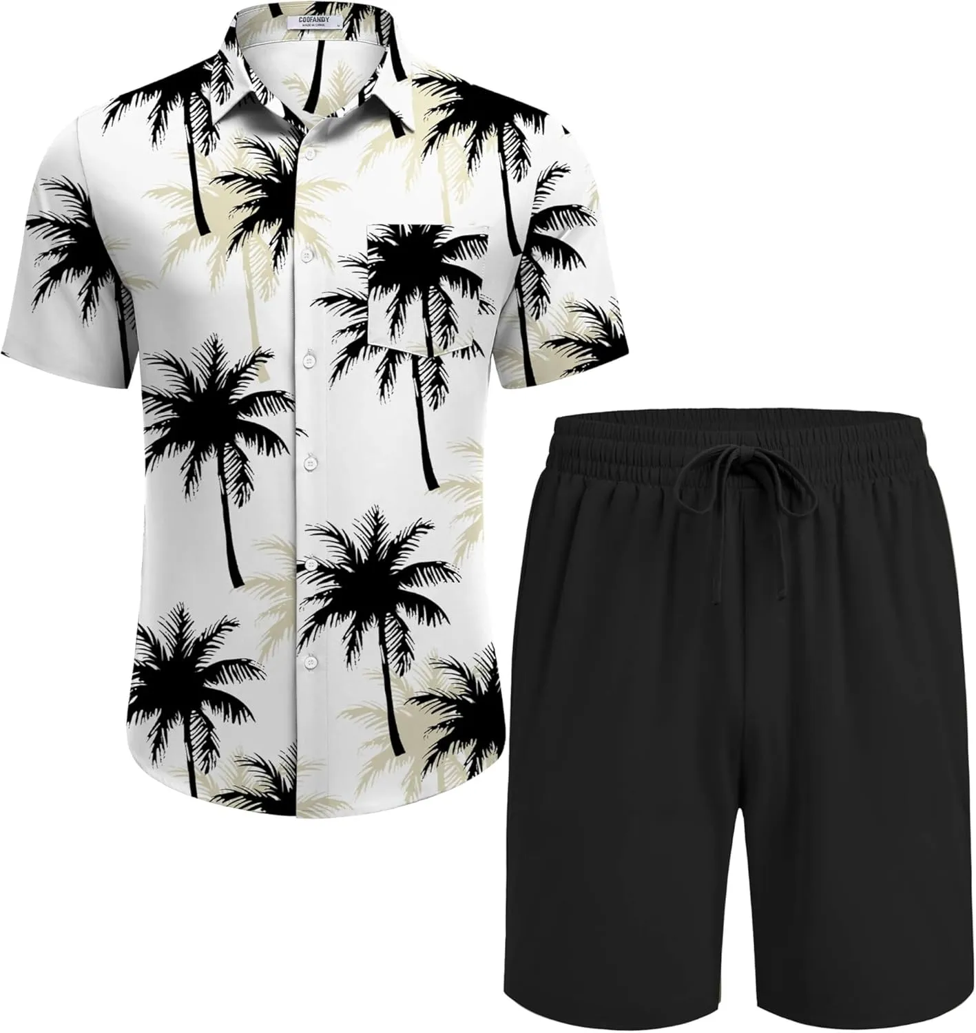 COOFANDY Men's Hawaiian 2 Piece Outfits Summer Beach Matching Set Short Sleeve Floral Shirts and Shorts