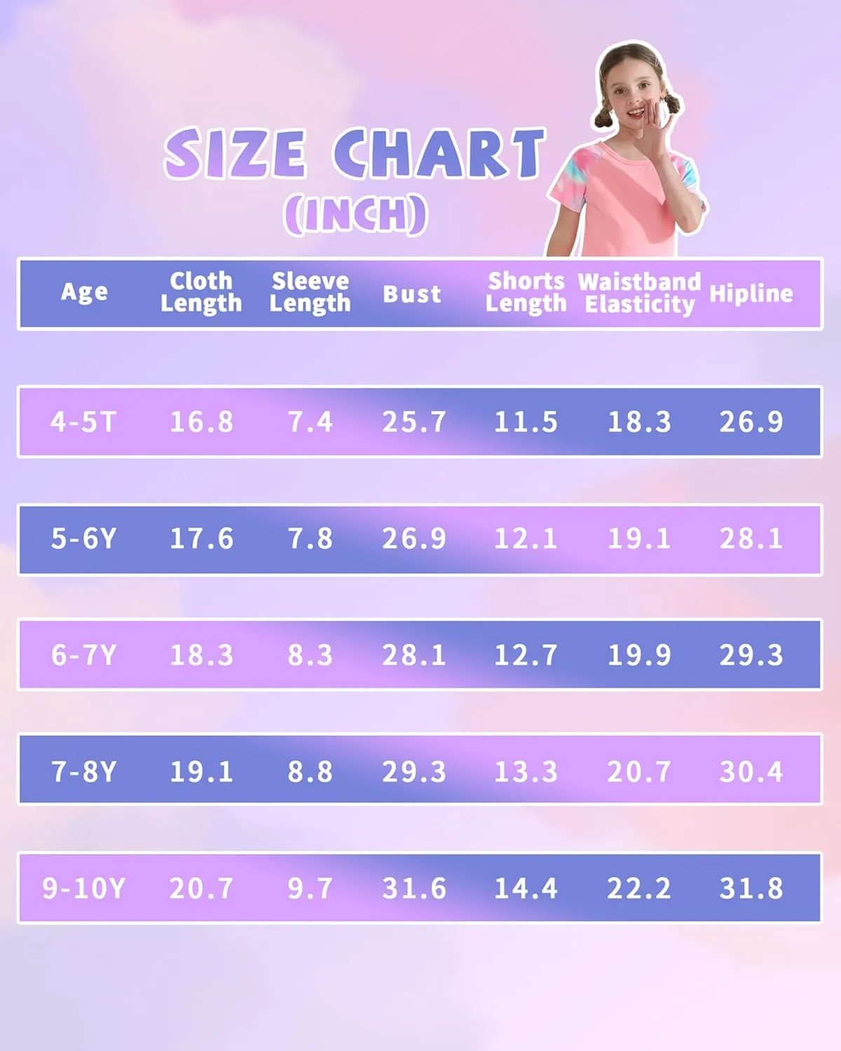 DISAUR Girls Summer Clothes 2 Piece Tie Dye Clothes for Girls T-Shirt and Shorts Set with Side Pockets 4-10 Years