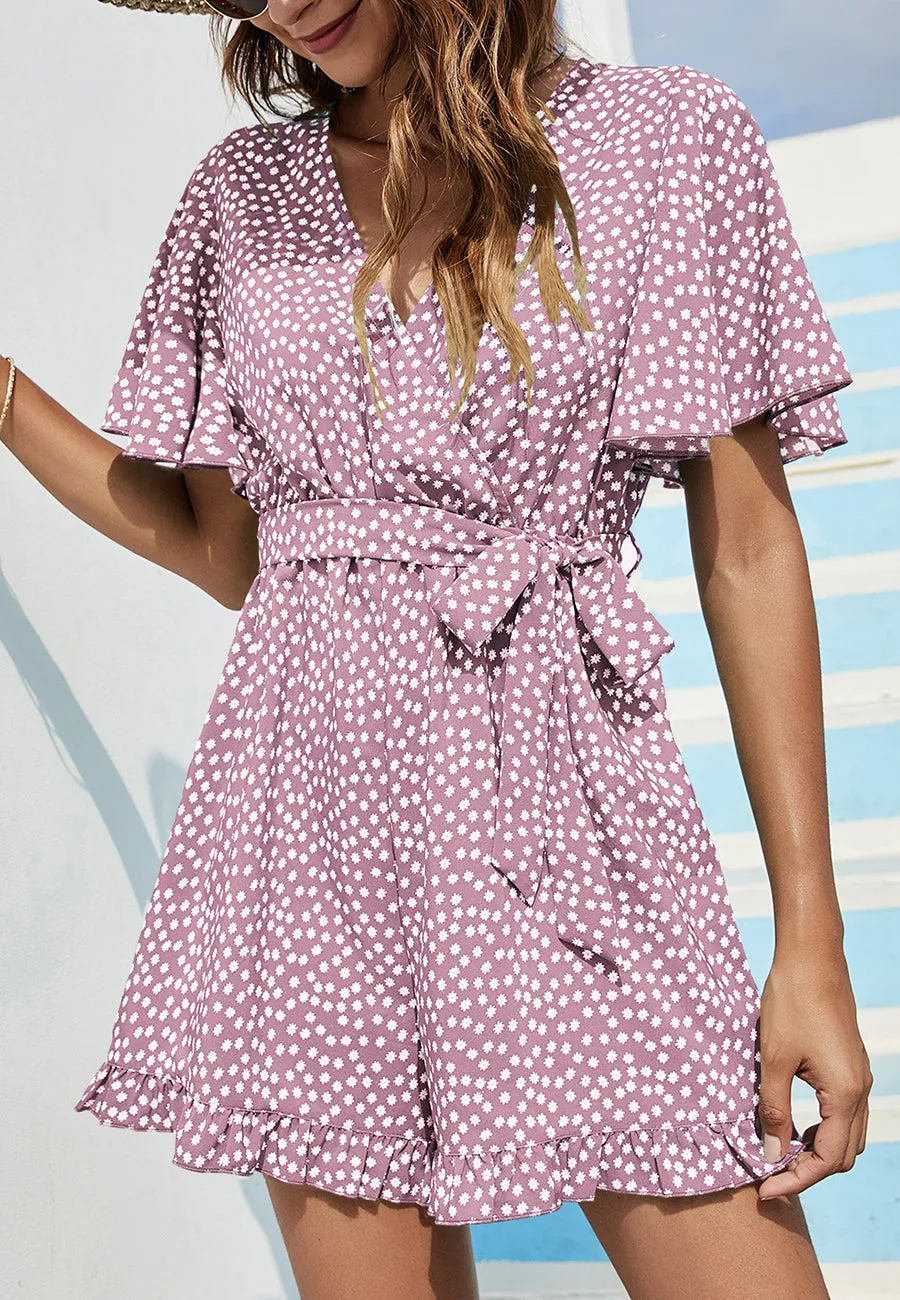 Ditsy Floral Print Tie Waist Romper