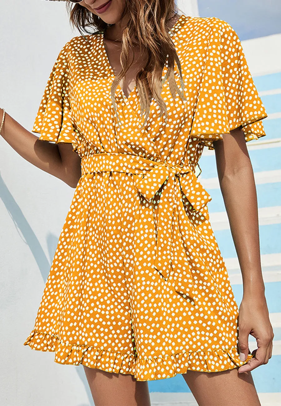 Ditsy Floral Print Tie Waist Romper