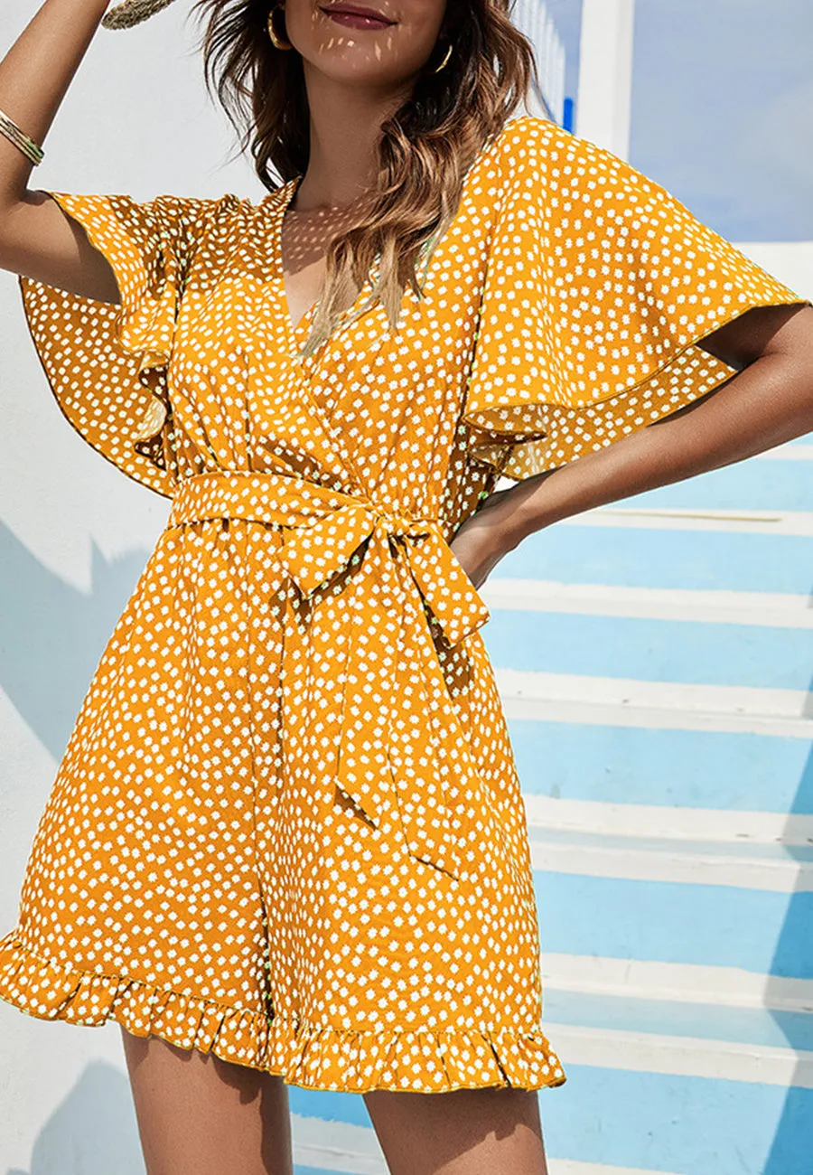 Ditsy Floral Print Tie Waist Romper
