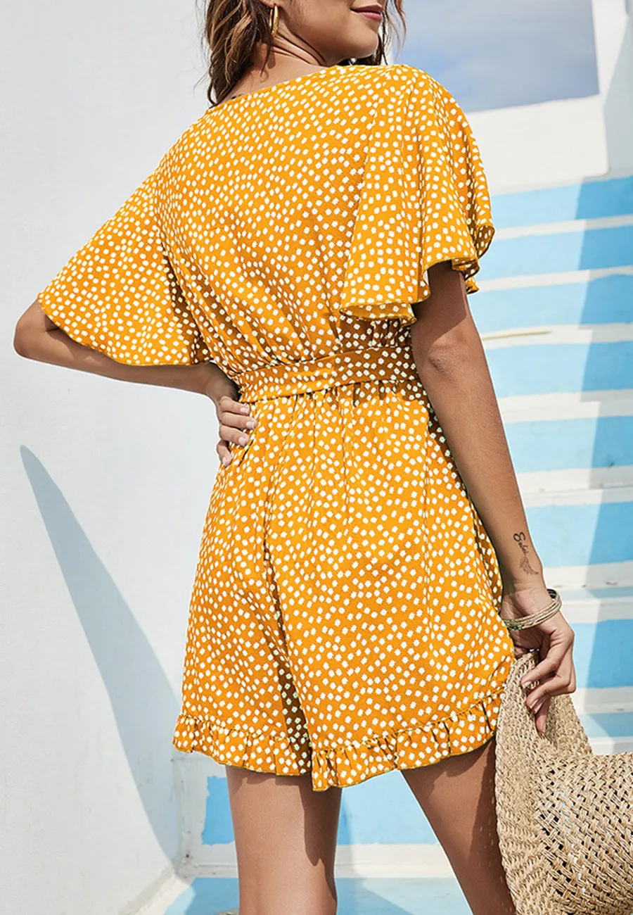 Ditsy Floral Print Tie Waist Romper