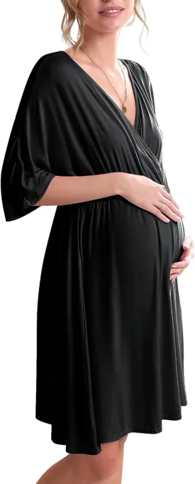 Ekouaer 3 in 1 Labor/Delivery/Hospital Gown Maternity Dress Nursing Nightgown Sleepwear for Breastfeeding
