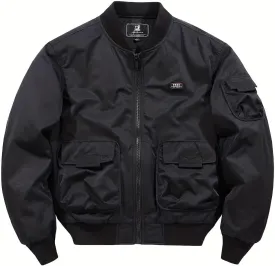 FTIMILD Military Bomber Jacket for Men Casual Windbreaker Jacket Mens Spring and Fall Jacket with Pockets and US Armband