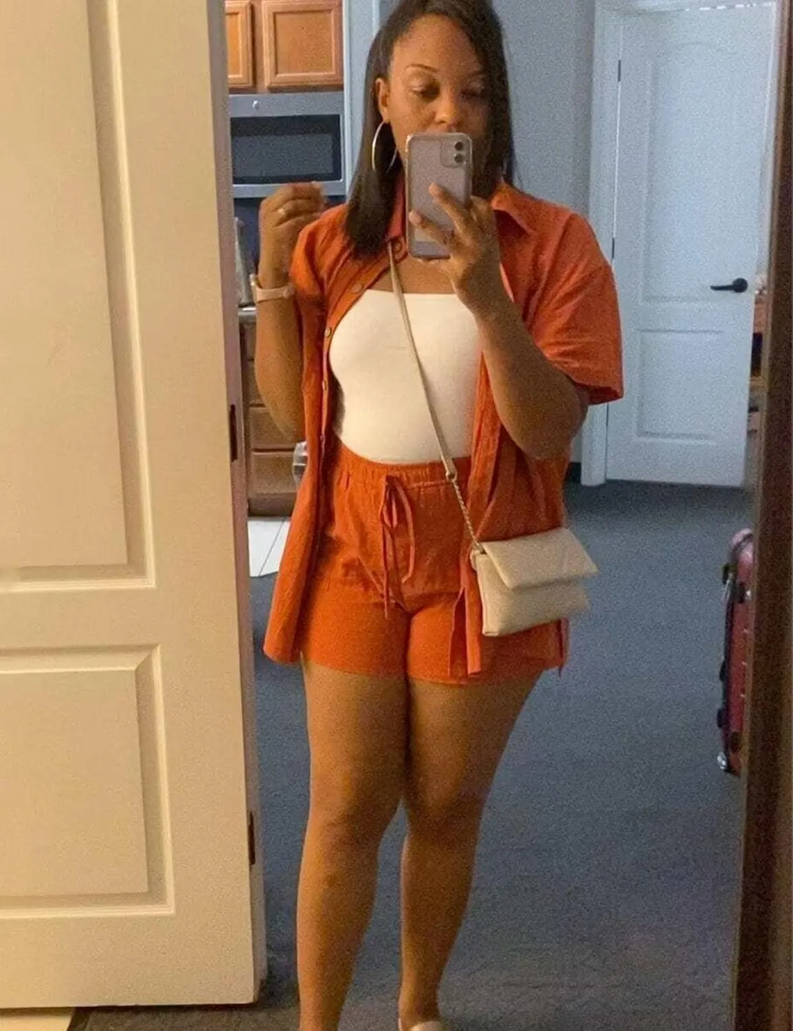 Linen Sets for Women 2 Piece Shorts Summer Beach Short Sleeve Top and Shorts Vacation Tracksuits