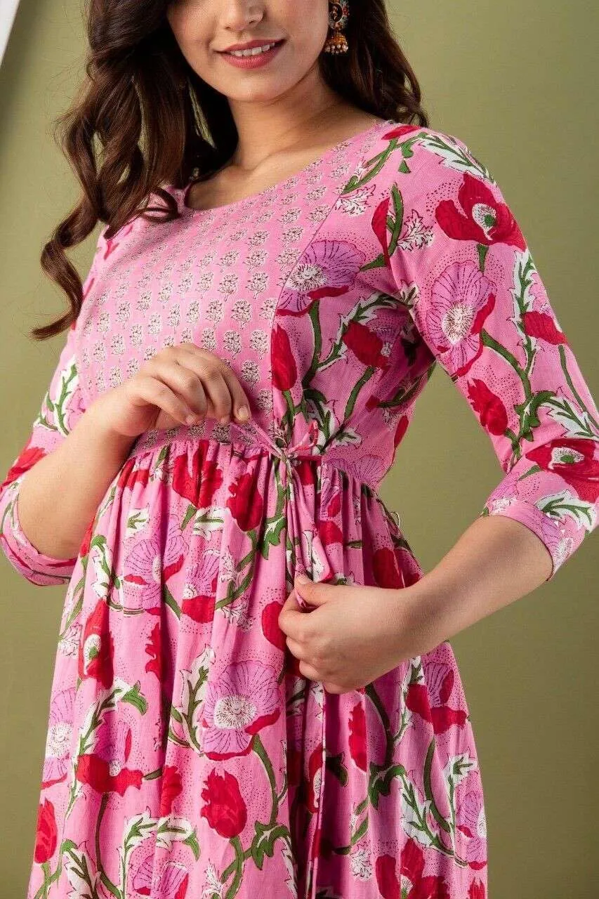 MAGHMAWomen's Maternity Dress Kurti for Pregnancy Women with Breastfeeding Dress with Floral Maternity