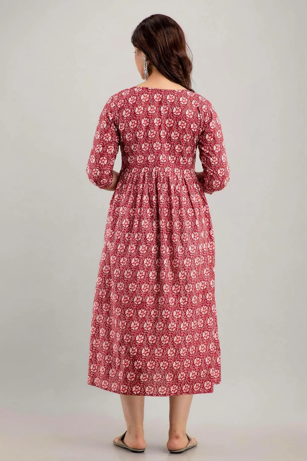MAGHMAWomen's Maternity Dress Kurti for Pregnancy Women with Breastfeeding Dress with Floral Maternity