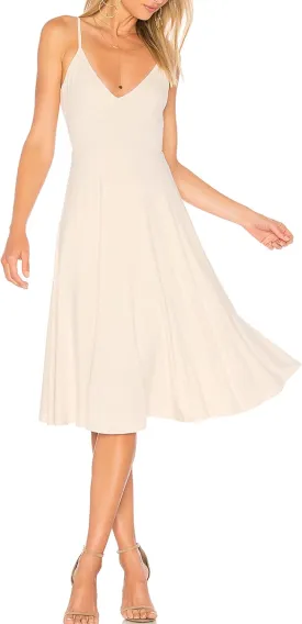May&Maya Women's Adjustable Shoulder Straps V-Neck and Deep V Back Midi Tank Dress