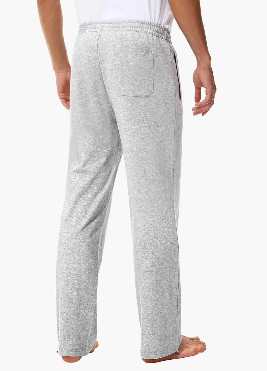Men's 30" 34" 36" Cotton Yoga Sweatpants - Athletic Casual Lounge Open Bottom Straight Leg Loose Pants Zipper Pockets