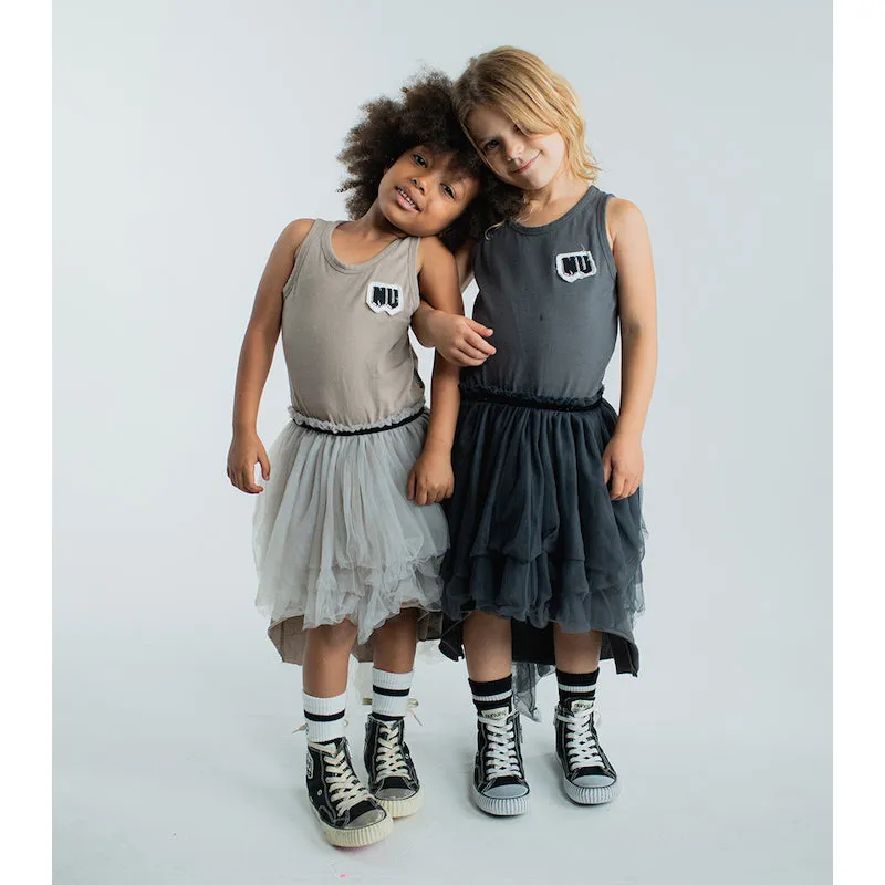NUNUNU Tulle Tank Top Dress Stone