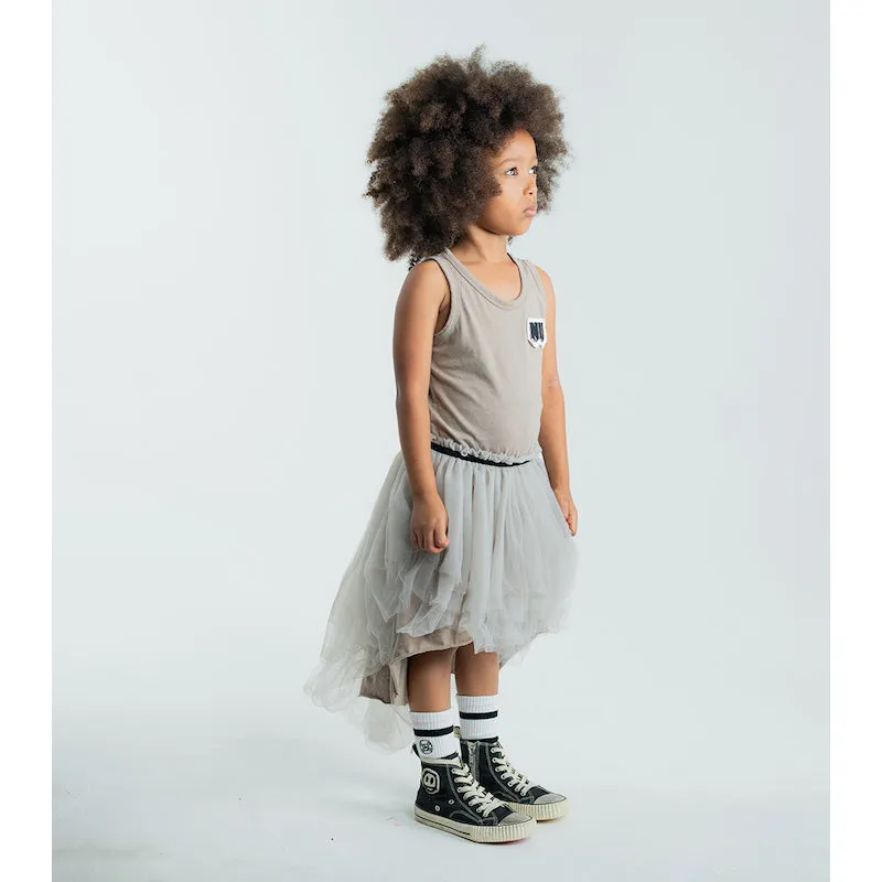 NUNUNU Tulle Tank Top Dress Stone