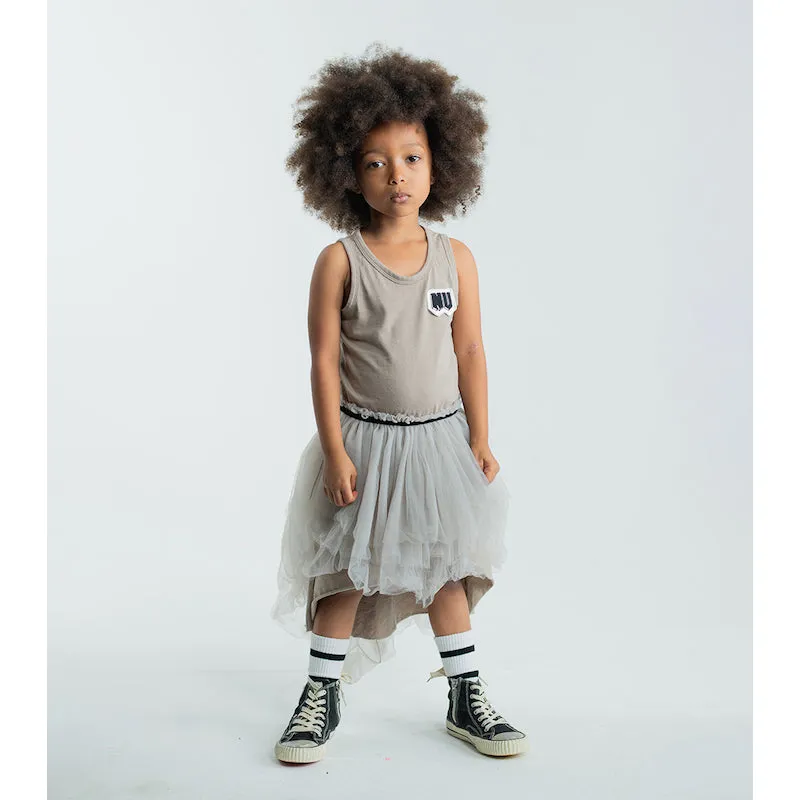 NUNUNU Tulle Tank Top Dress Stone