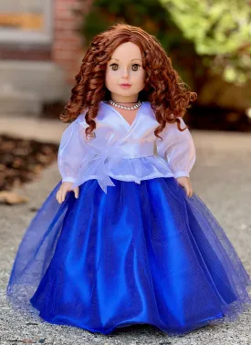 Ocean Breeze - 3 Piece Outfit for 18 inch Doll - White Blouse, Blue Skirt, Silver Necklace - 18 inch Doll Clothes (Doll NOT Included)