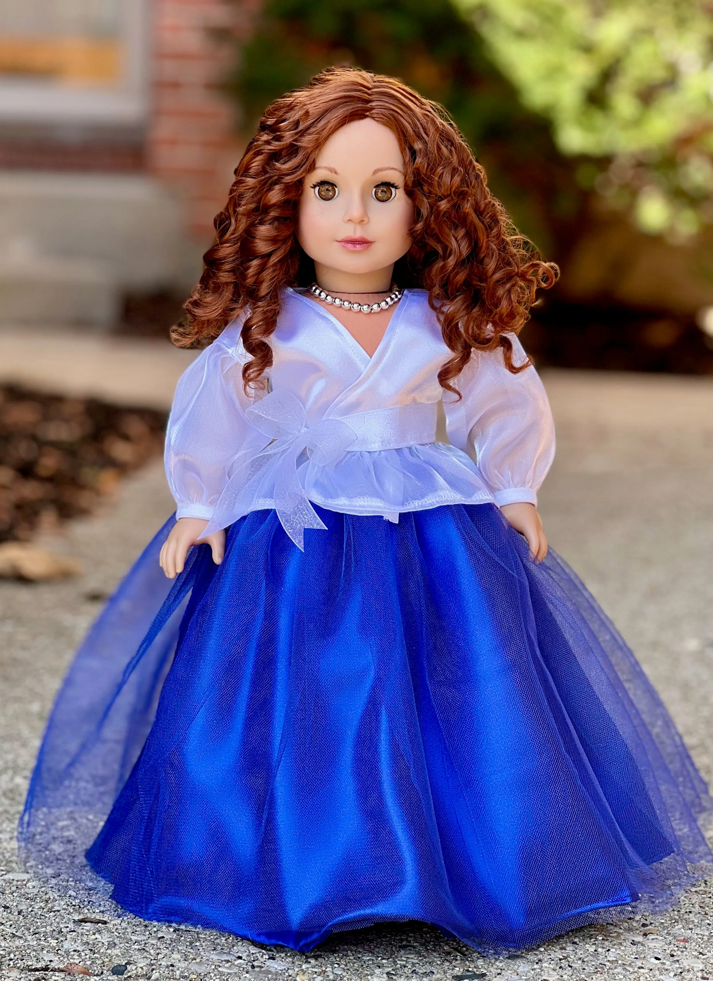 Ocean Breeze - 3 Piece Outfit for 18 inch Doll - White Blouse, Blue Skirt, Silver Necklace - 18 inch Doll Clothes (Doll NOT Included)
