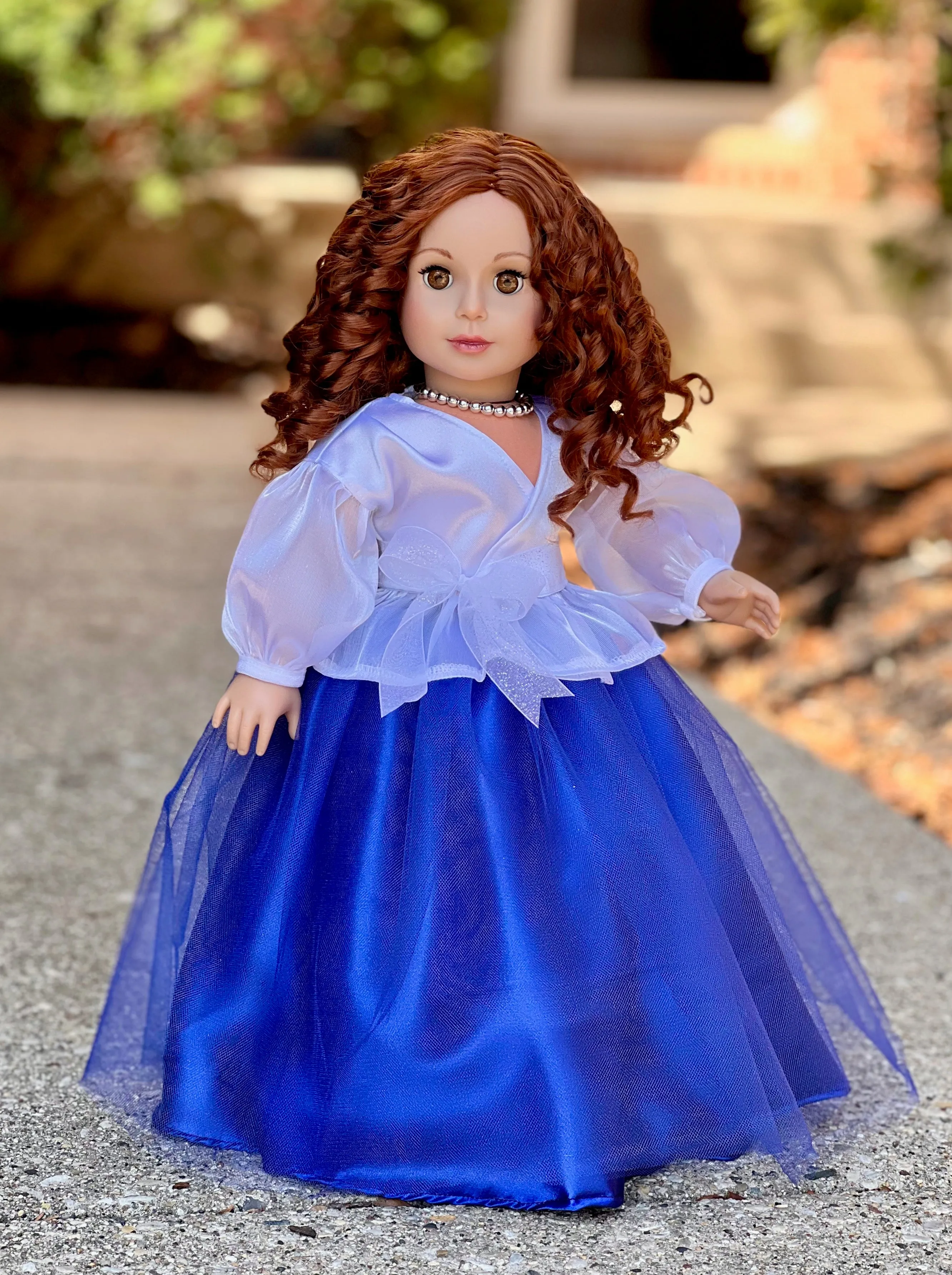 Ocean Breeze - 3 Piece Outfit for 18 inch Doll - White Blouse, Blue Skirt, Silver Necklace - 18 inch Doll Clothes (Doll NOT Included)