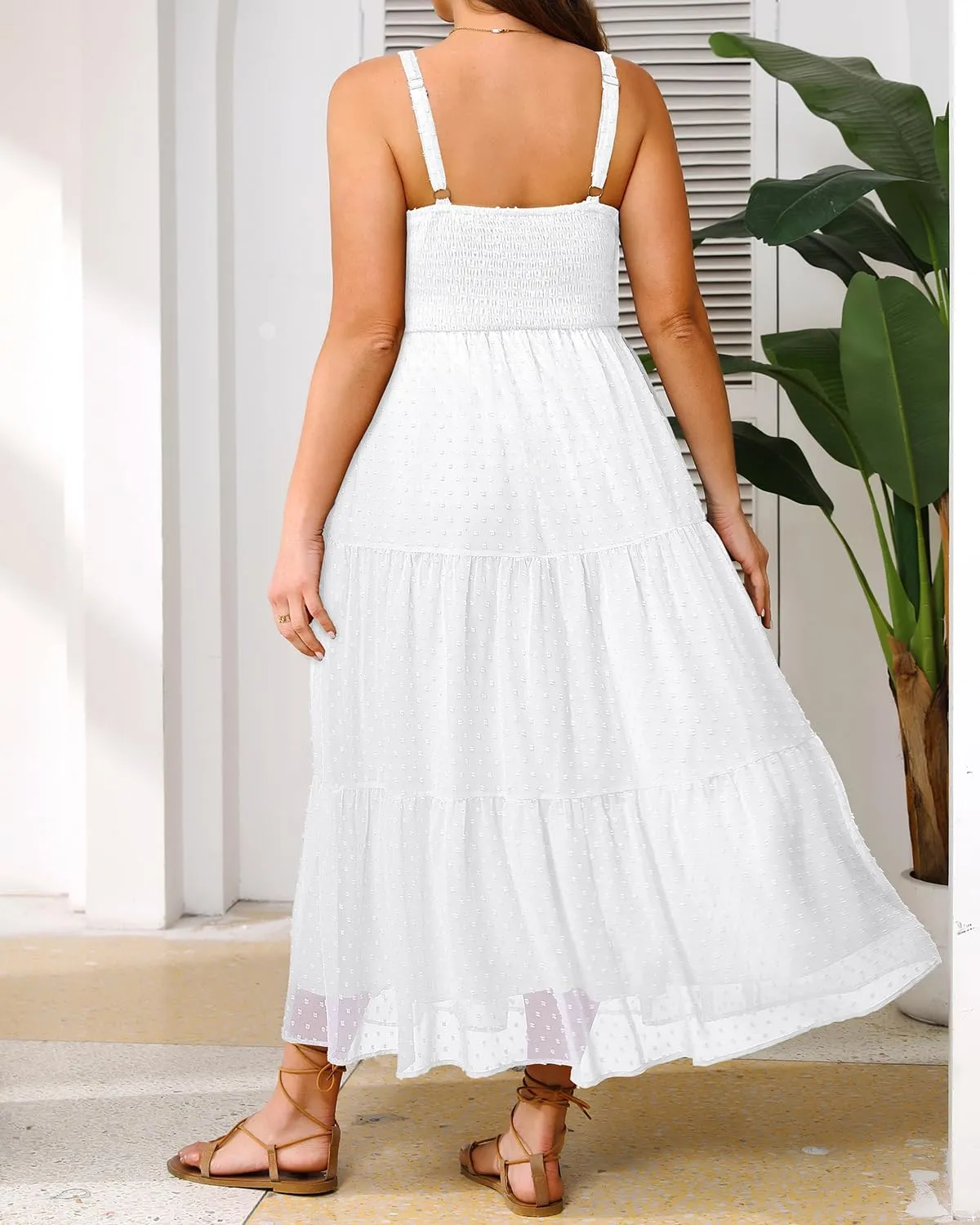 Plus Size Summer Dresses - Boho Maxi Sundress with Pockets Spaghetti Strap Long Casual Sun Dress for Vacation and Beach