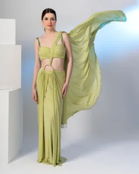 Ring Detailed Pre-Draped Saree
