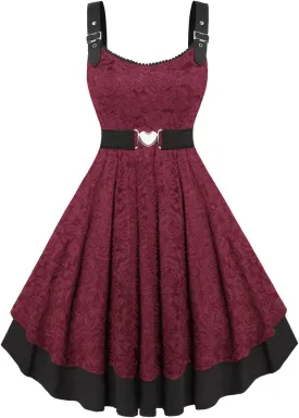 ROSE GAL Women Plus Size 1950s Vintage Floral Lace Jacquard Belt Fit and Flare Dress Cocktail Party Dress