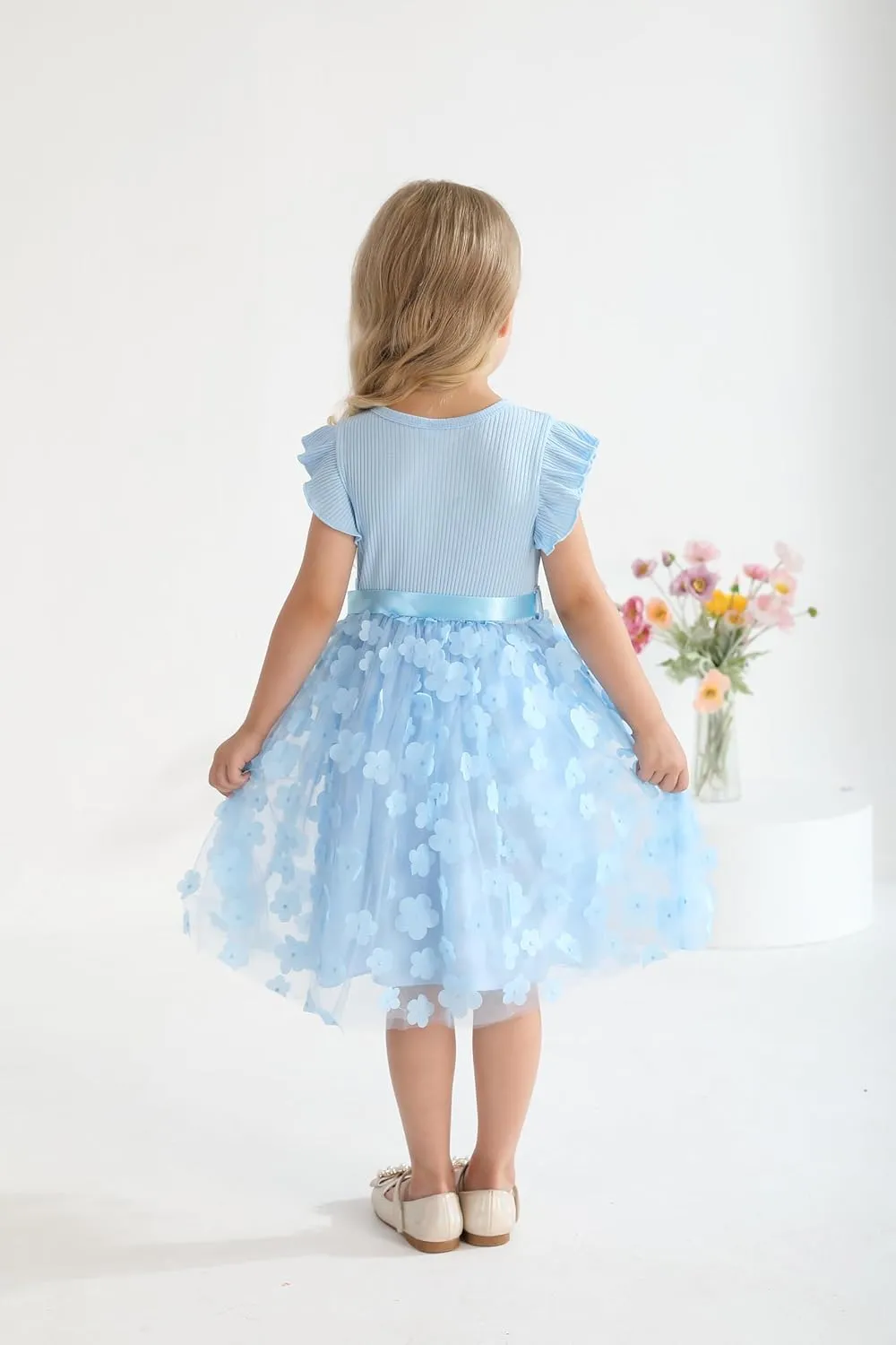 Sinhoon Toddler Girl Tulle Dress Summer Ruffle Sleeveless Baby Girl Fashion Casual Dresses 1-6Y