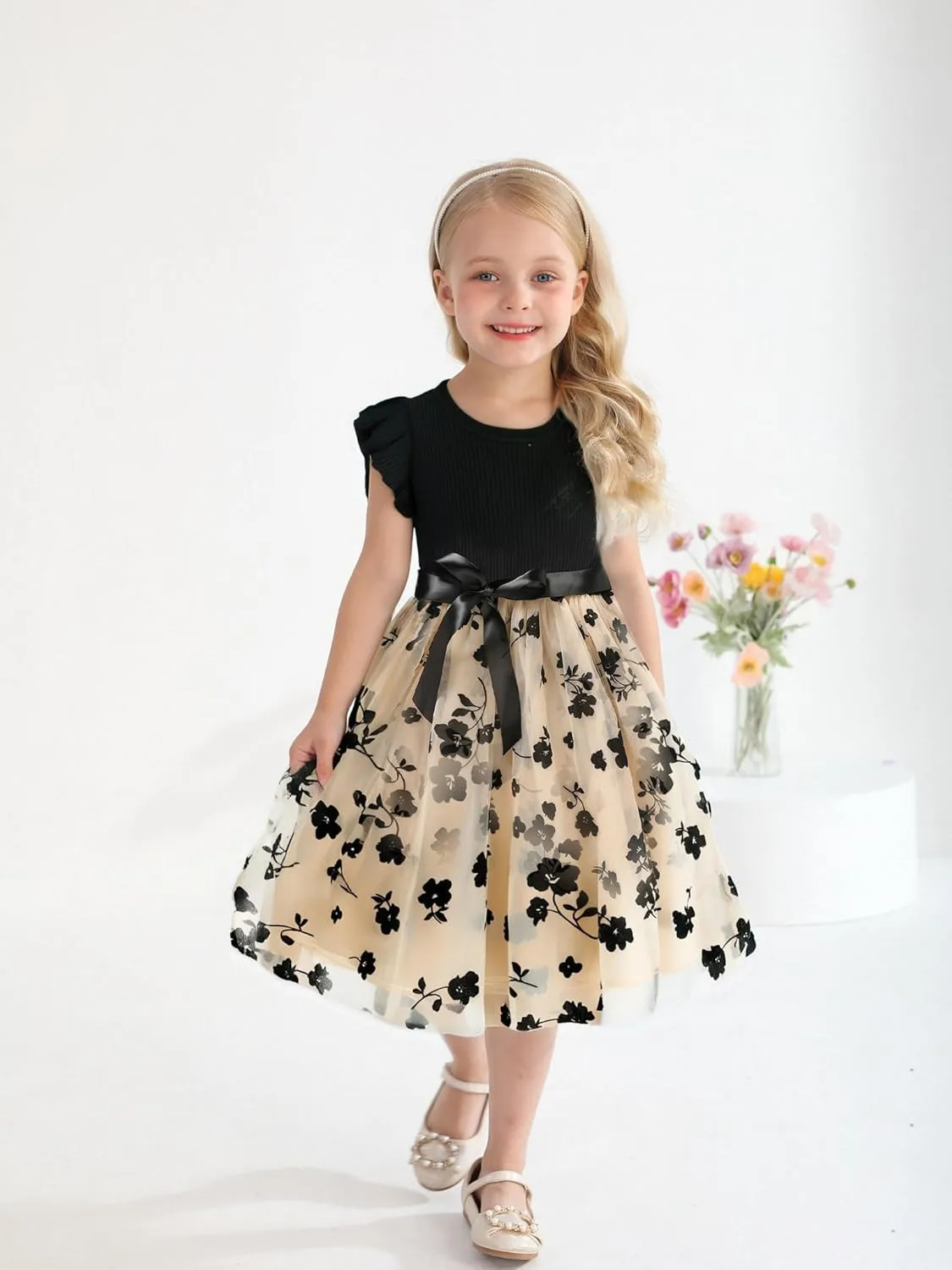 Sinhoon Toddler Girl Tulle Dress Summer Ruffle Sleeveless Baby Girl Fashion Casual Dresses 1-6Y