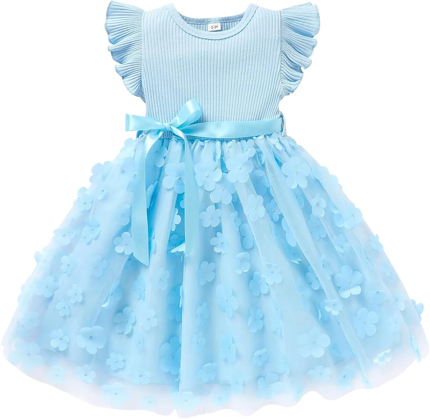 Sinhoon Toddler Girl Tulle Dress Summer Ruffle Sleeveless Baby Girl Fashion Casual Dresses 1-6Y