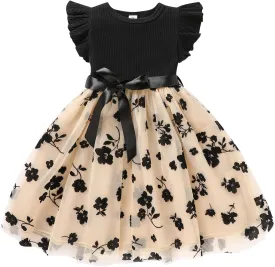 Sinhoon Toddler Girl Tulle Dress Summer Ruffle Sleeveless Baby Girl Fashion Casual Dresses 1-6Y