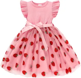 Sinhoon Toddler Girl Tulle Dress Summer Ruffle Sleeveless Baby Girl Fashion Casual Dresses 1-6Y