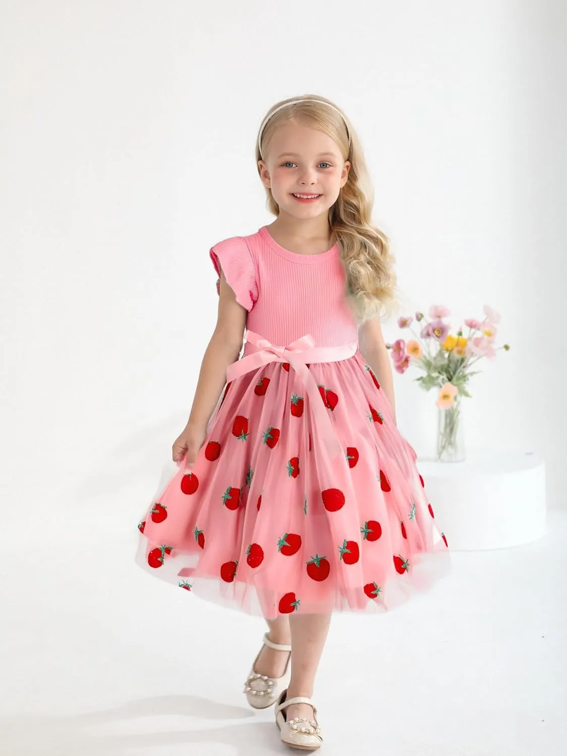 Sinhoon Toddler Girl Tulle Dress Summer Ruffle Sleeveless Baby Girl Fashion Casual Dresses 1-6Y