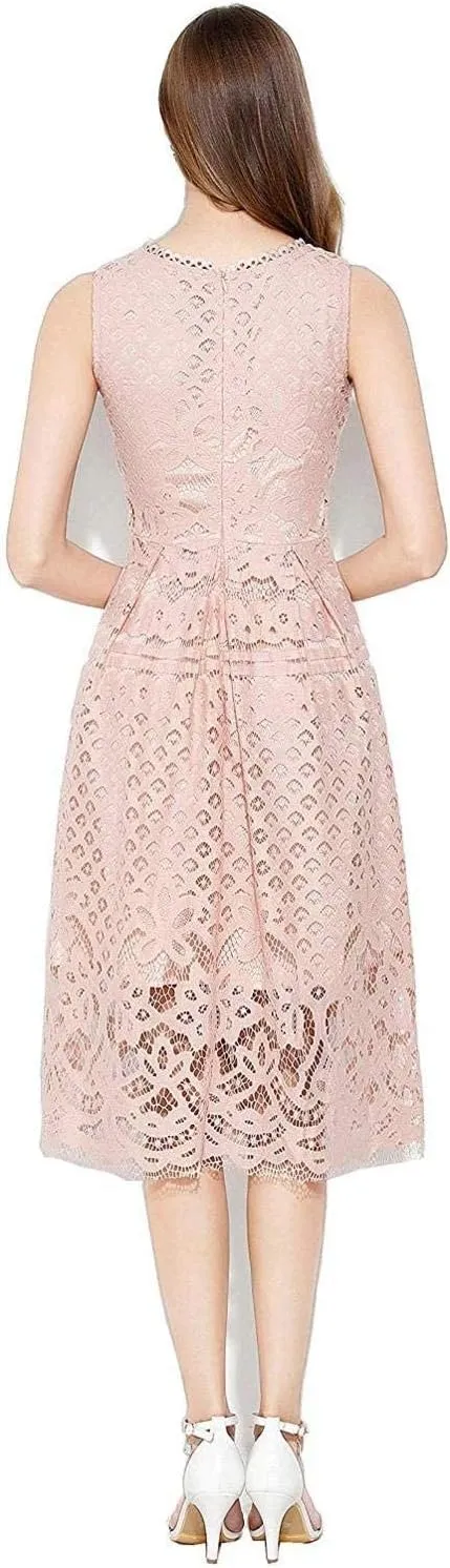 VEIISAR Womens Fashion Sleeveless Lace Fit Elegant Cocktail Party Dress
