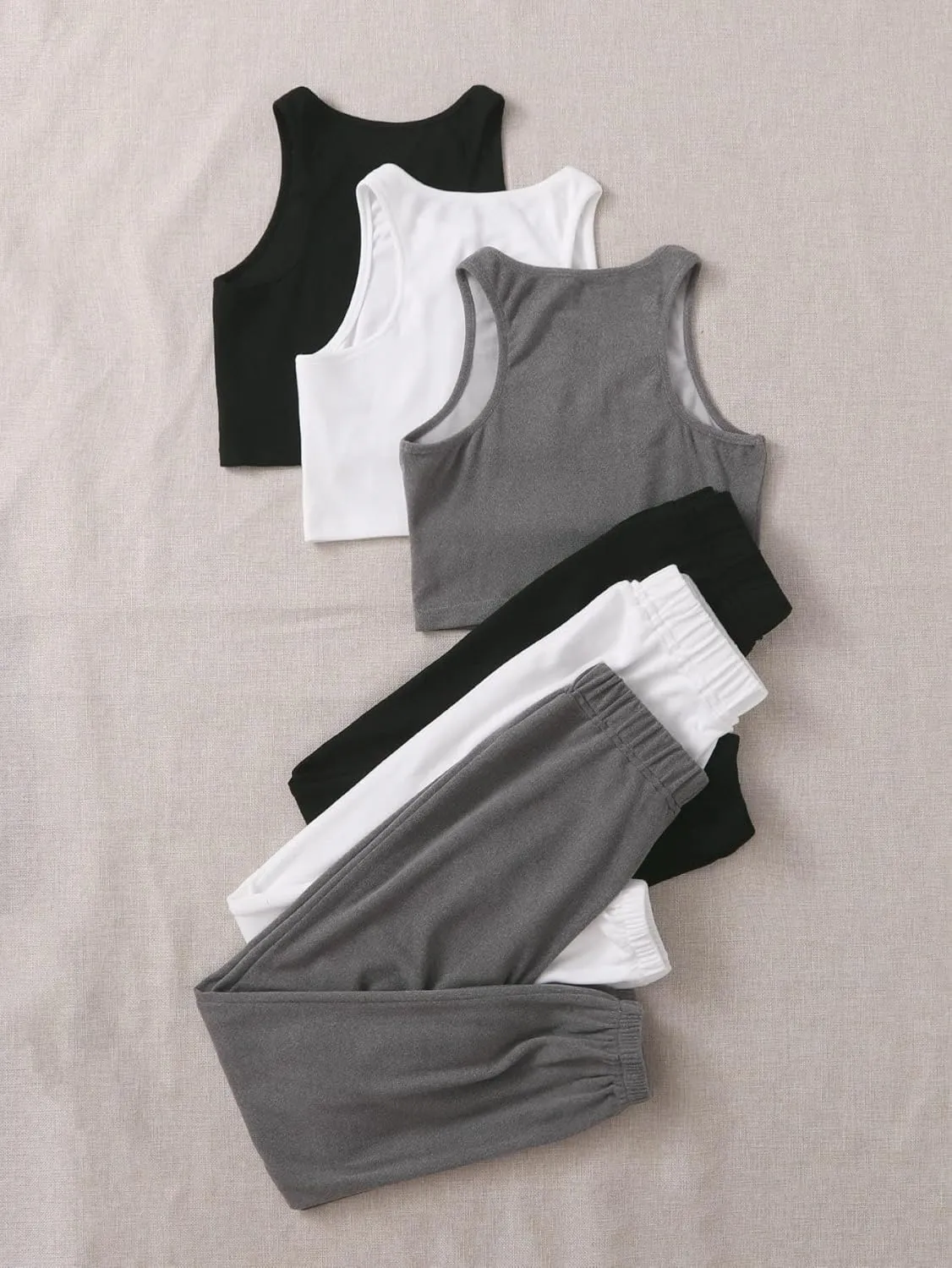 Verdusa Women's 6 Piece Lounge Sets Tracksuit Crop Tank Top and Sweatpants