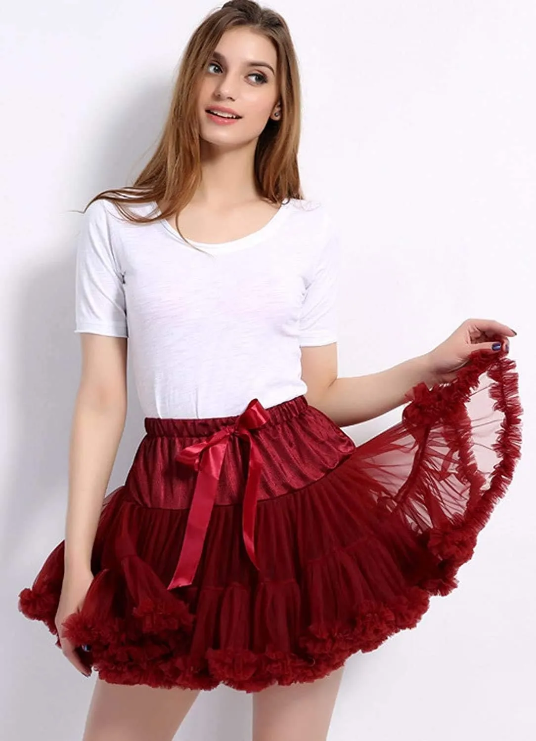 Women's Girls Elastic Waist Multi-Layer Tulle Tutu Short Skirt Petticoat